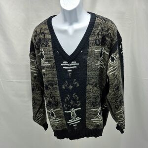 Vintage Michael Gerald Sweater Men's Large Geometric Abstract Knit Pullover 1X